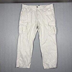 VIntage Chaps Men’s Lightweight Cotton Ripstop Cargo Pants White Cream 38x30